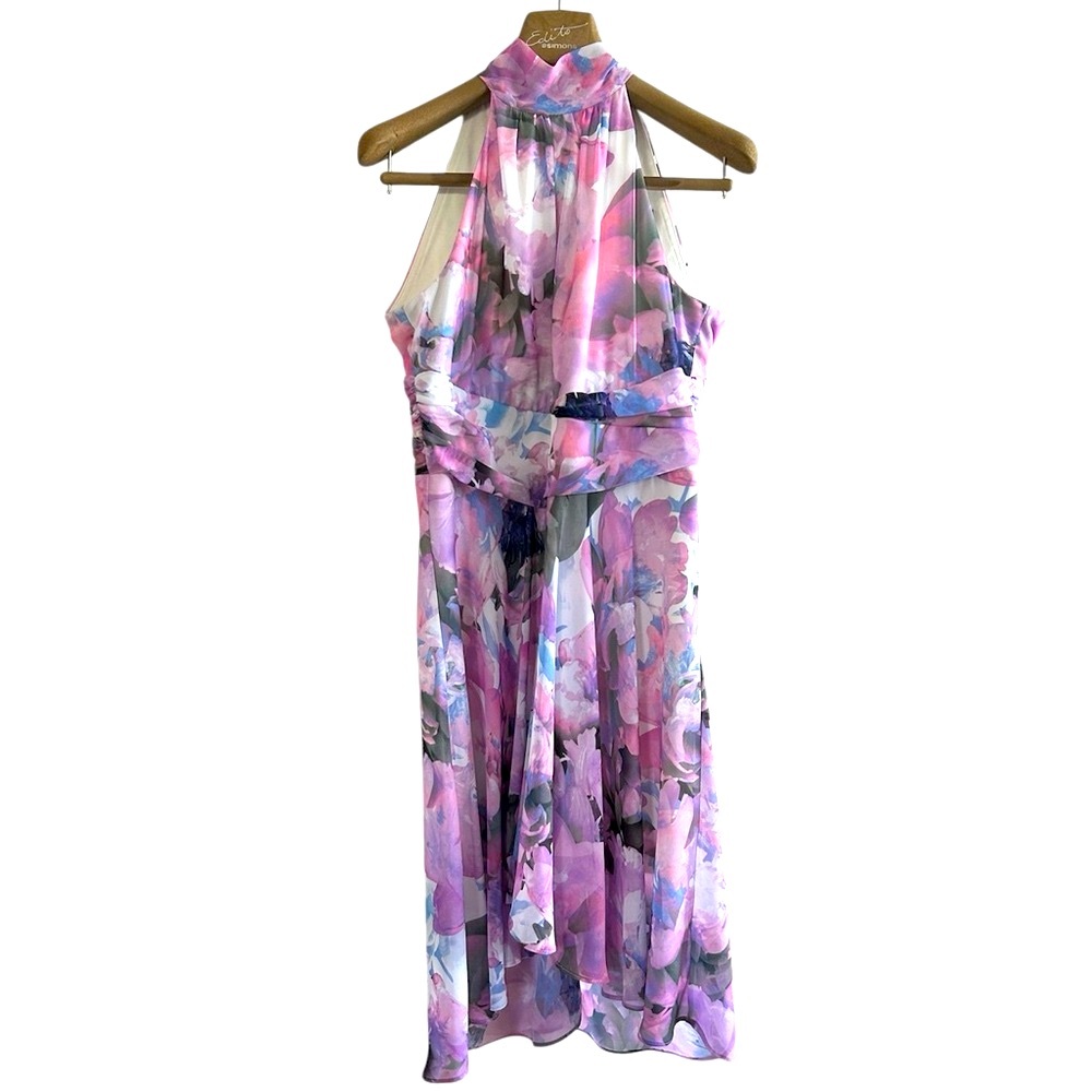 MED•LE CHATEAU•PURPLE FLORAL HALTER NECK DRESS 👗